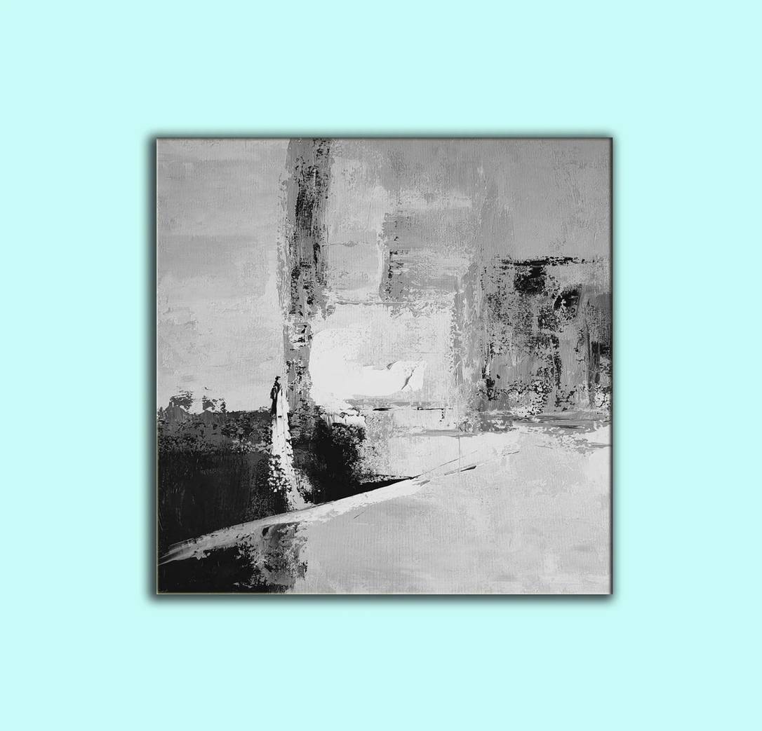 White Black Entryway Abstract Canvas Artwork GO8ZC wall art
